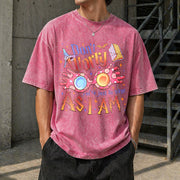 Magical Glasses Wizard Movie Vintage Washed T-Shirt in Red