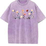 Wildflower Meadow Vintage Washed T-Shirt in Purple