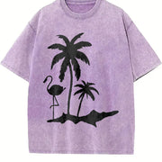 Tropical Palm Tree Tank Vintage Washed T-Shirt in Purple