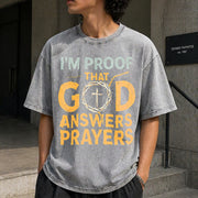 I Am God's Response to Prayer Vintage Washed T-Shirt in Gray