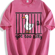 Retro Silly Goose 90s Vintage Washed T-Shirt in Red