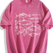 Fish Tattoo 90s Retro ® Y2k Fisher Vintage Washed T-Shirt in Red
