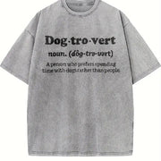 Dogtrovert Dog Lover Vintage Washed T-Shirt in Gray