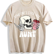 A and Unique Auntie Vintage Washed T-Shirt in Beige