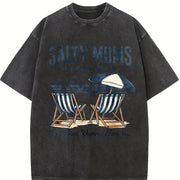 Salty Moms Beach Club Vintage Washed T-Shirt in Black