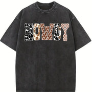 Howdy Western Yee Haw Cowgirls vintage washed oversized T-shirt in Black