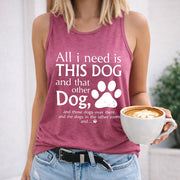 All I Need Is This Dog and That Other Dog Regular Vest Women's Color Cotton Tank Top in Red