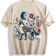 Short-sleeve with Fox & Vintage Washed T-Shirt in Beige