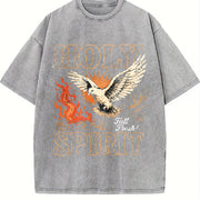 Holy Spirit Fall Fresh Christian Faith Dove Flame Vintage Washed T-Shirt in Gray