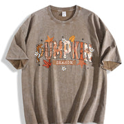 Pumpkin Season Retro Halloween Vintage Washed T-Shirt in Brown
