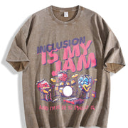 Inclusion Is My Jam Vintage Washed T-Shirt in Brown