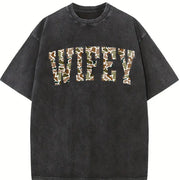 Camouflage Wifey Mrs Vintage Washed T-Shirt in Black