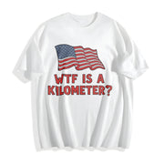 Embroidered WTF Is a Kilometer Y2K Baby Cotton T-Shirt in White