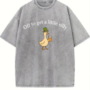 Off To Get A Little Silly St Patricks Day vintage washed oversized T-shirt in Gray