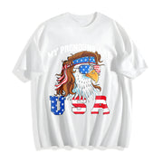 My Pronouns Are USA Eagle American 4th of July Cotton T-Shirt in White