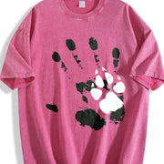 1pc Man and Dog Are Good Friends Vintage Washed T-Shirt in Red