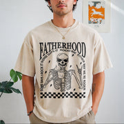 Fatherhood Skeleton Dad Vintage Washed T-Shirt in Beige