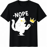 No Kings in USA Anti Trump Cat Cotton T-Shirt in Black