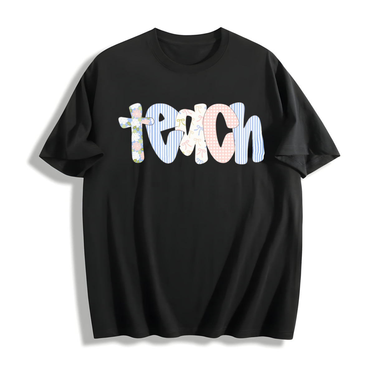 Kindergarten Teacher Custom Teacher Cotton T-Shirt in Black