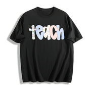 Kindergarten Teacher Custom Teacher Cotton T-Shirt in Black