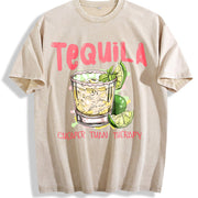Tequila Drinking for Tequila Lover Cheaper Than Therapy Vintage Washed T-Shirt in Beige