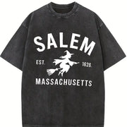 Halloween 1 Pcs Heavy Vintage Washed T-Shirt in Black