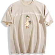 Baseball Mom Goose Vintage Washed T-Shirt in Beige