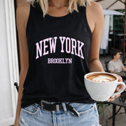 NEW YORK Brooklyn Lette Vest Women's Color Cotton Tank Top in Black