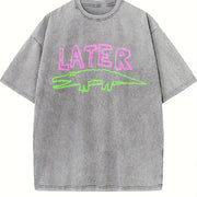 Later Gator Alligator vintage washed oversized T-shirt in Gray