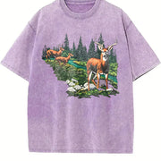 90s National Wildlife Deer vintage washed oversized T-shirt in Purple
