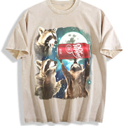 Three Raccoons Dr Pepper vintage washed oversized T-shirt in Beige