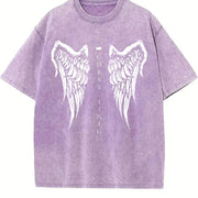 Christ Is King Angel Wings vintage washed oversized T-shirt in Purple