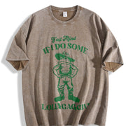 Y'all Mind If I Do Some Lollygaggin' Retro Farmer Frog 90s Vintage Washed T-Shirt in Brown