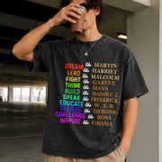 Dream Like Martin Lead Like Harriet the Black History Vintage Washed T-Shirt in Black