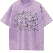 Sharks ® Ocean 90s Vintage Washed T-Shirt in Purple