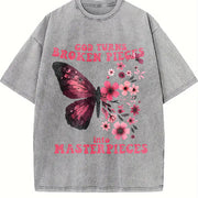 Butterfly - God Turns Broken Pieces Into Masterpieces vintage washed oversized T-shirt in Gray