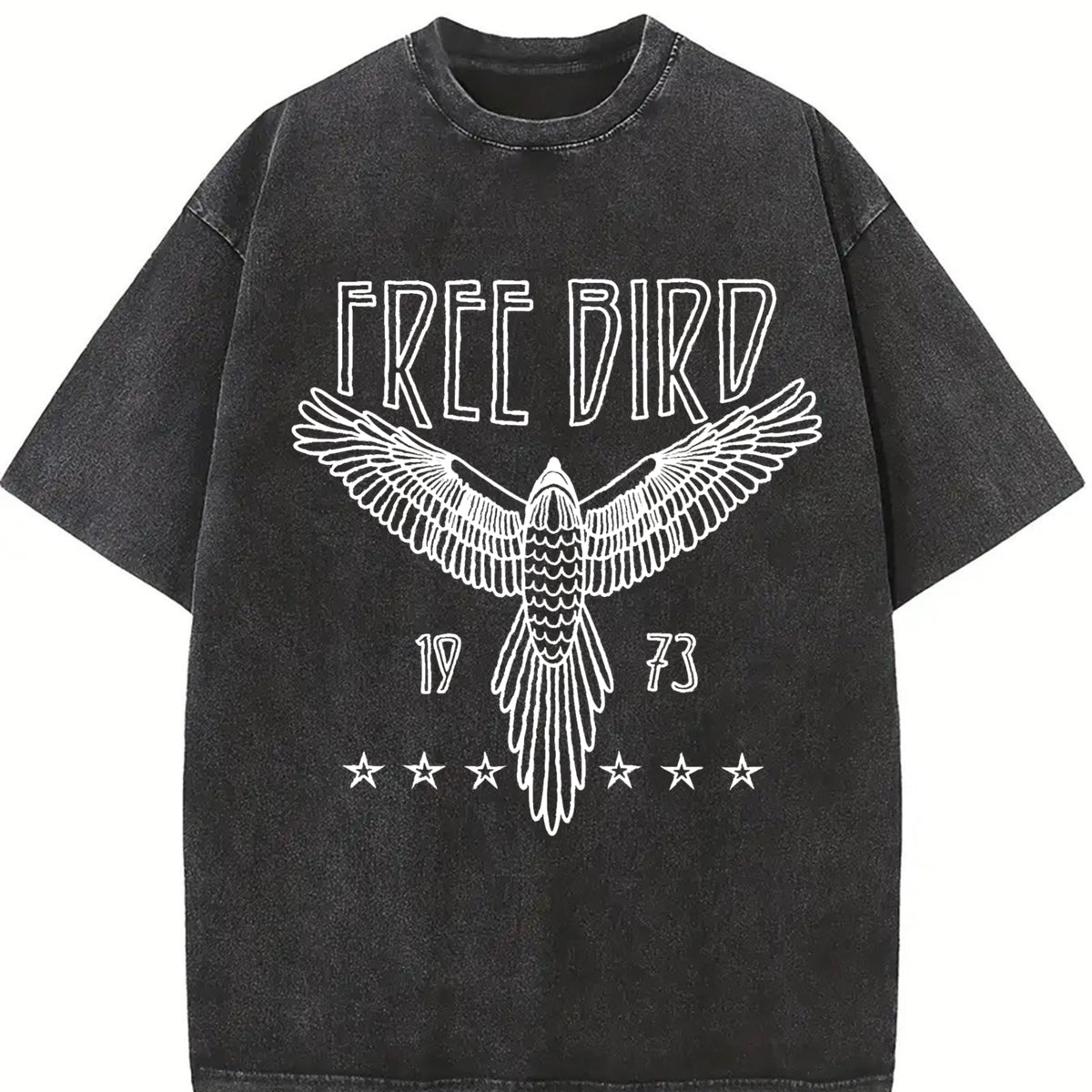 Free Flying Premium Batik Brand Vintage Washed T-Shirt in Black