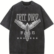 Free Flying Premium Batik Brand Vintage Washed T-Shirt in Black