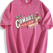 Rodeo Retro Western Vintage Washed T-Shirt in Red