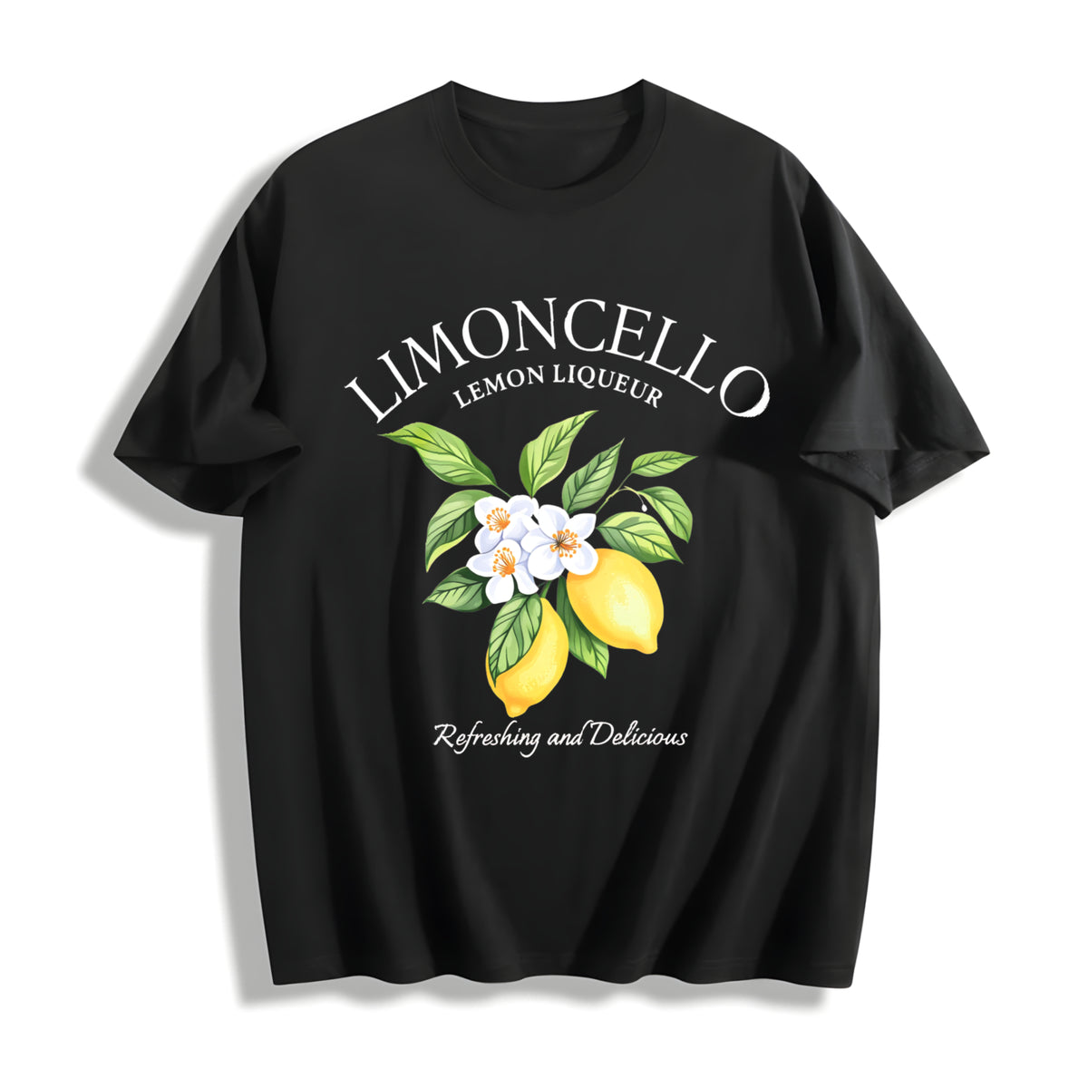 Letter Fruit Limoncello Lemon Commute Versatile Retro Cotton T-Shirt in Black