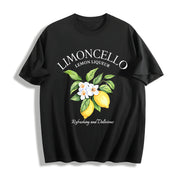 Letter Fruit Limoncello Lemon Commute Versatile Retro Cotton T-Shirt in Black