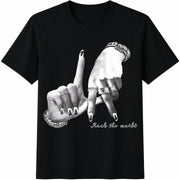 Simple LA Hand Gesture Loose Cotton T-Shirt in Black