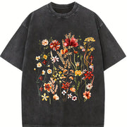 Fresh Off the Market Vegetable Bouquet Vintage Washed T-Shirt in Black