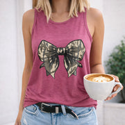 Camouflage Bow Women's Color Cotton Tank Top in Red