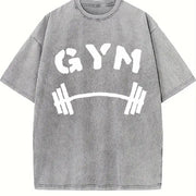 Gym Barbell Vintage Washed T-Shirt in Gray