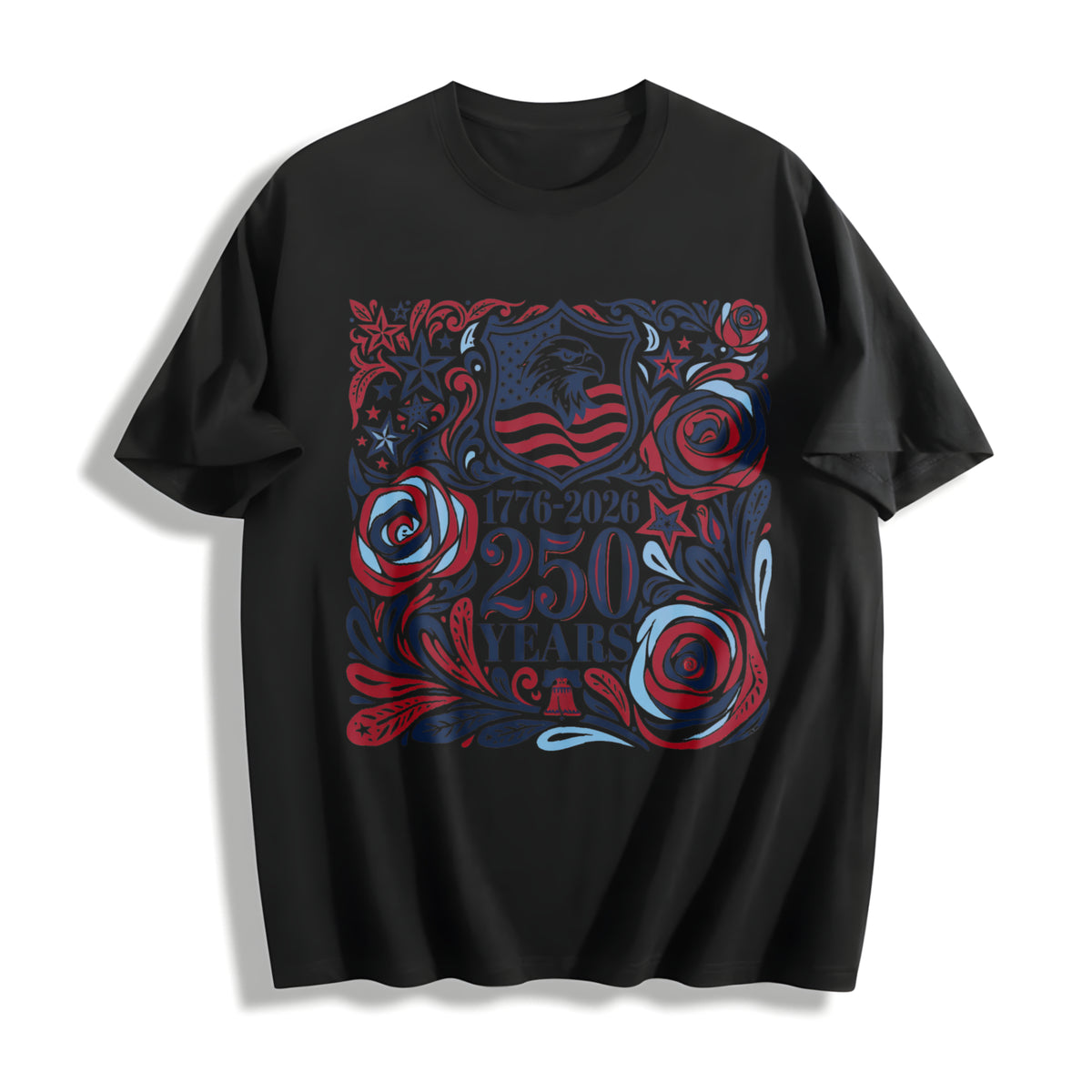 250th America Anniversary Cotton T-Shirt in Black