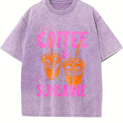 Iced Coffee And Sunshine Iced Coffee Lover Gifts Vibes vintage washed oversized T-shirt in Purple