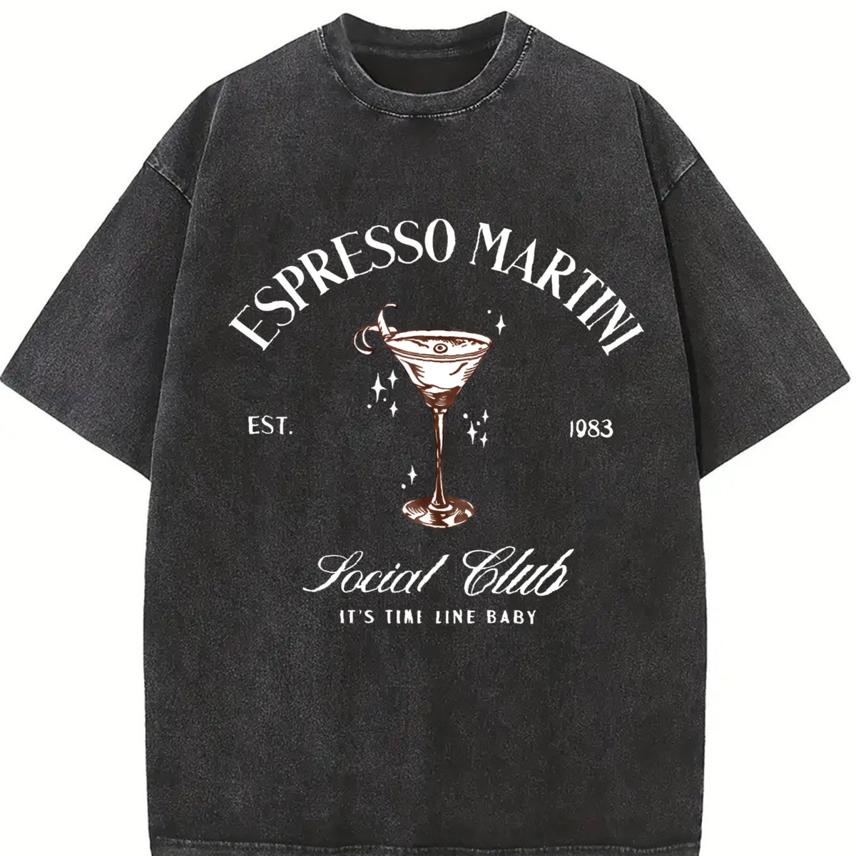For Formal Urban Distressed Enthusiasts Vintage Washed T-Shirt in Black