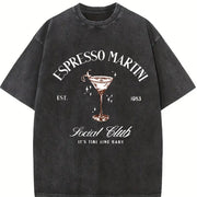 For Formal Urban Distressed Enthusiasts Vintage Washed T-Shirt in Black