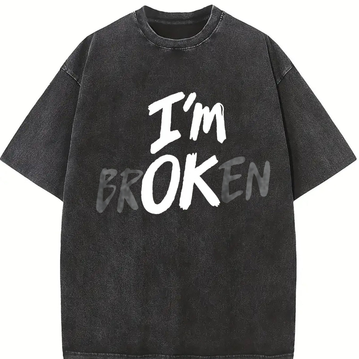 1 Pcs Heavy Adorable Vintage Washed T-Shirt in Black